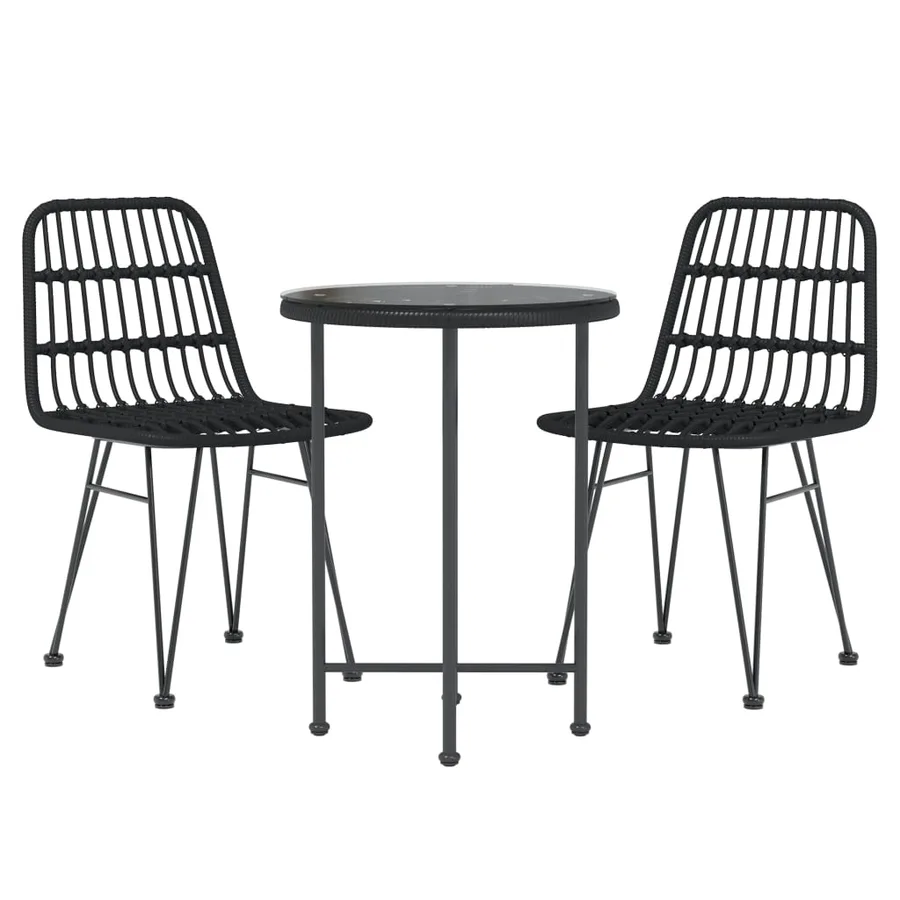 Ensemble à manger de jardin 3 pcs Noir Résine tressée - 3