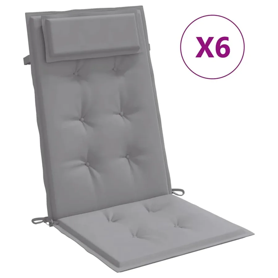 Coussins de chaise à dossier haut lot de 6 gris tissu oxford - 2