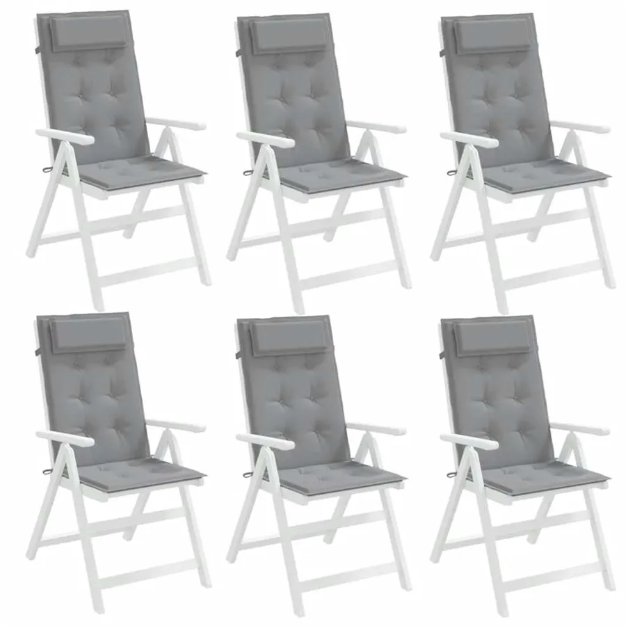 Coussins de chaise à dossier haut lot de 6 gris tissu oxford - 4