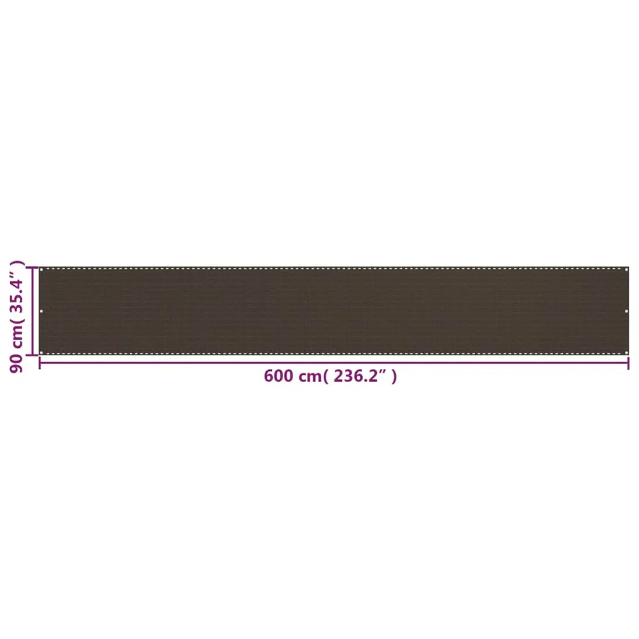 Écran de balcon Marron 90x600 cm PEHD - 5