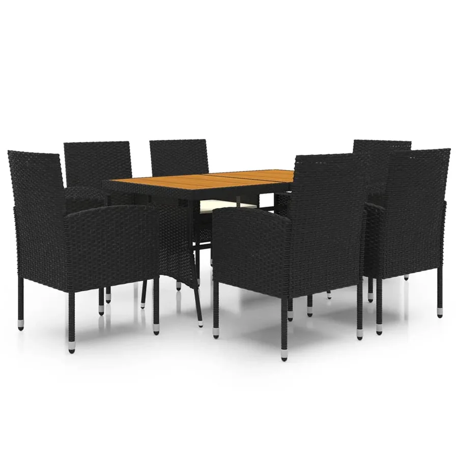 Ensemble à manger d'extérieur 7 pcs Résine tressée Noir - 2