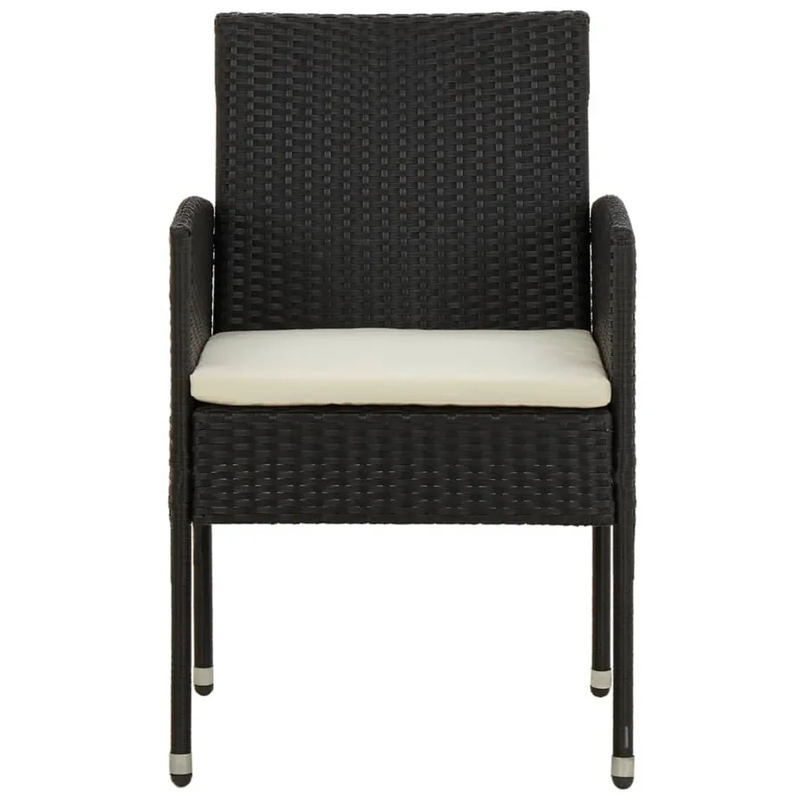 Ensemble à manger d'extérieur 7 pcs Résine tressée Noir - 5
