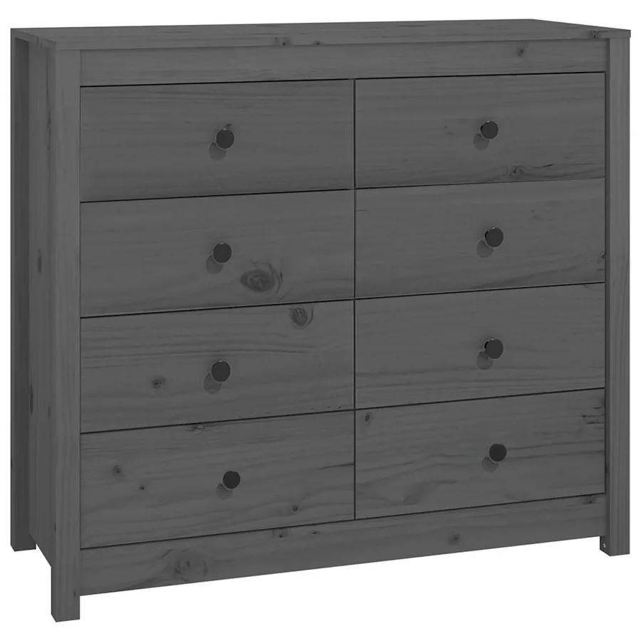 Armoire latérale Gris 100x40x90 cm Bois de pin massif - 2