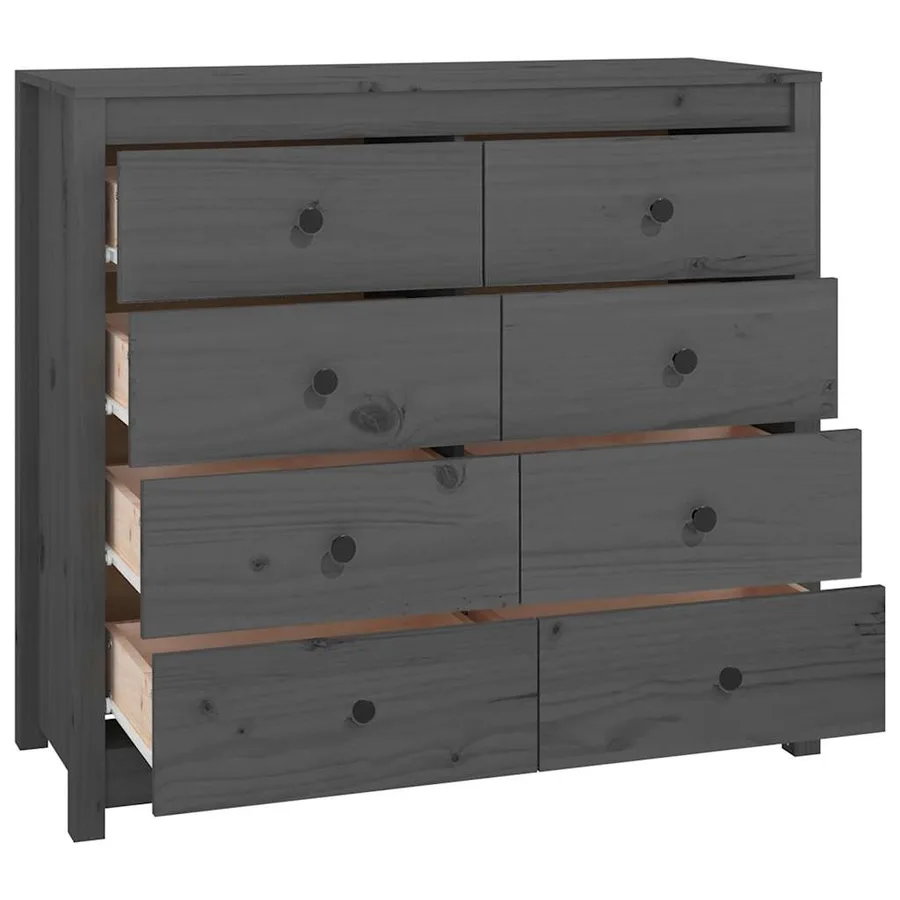 Armoire latérale Gris 100x40x90 cm Bois de pin massif - 3
