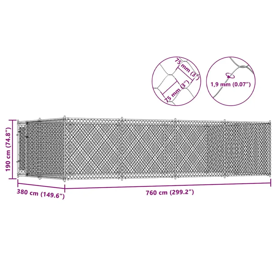 Chenil extérieur pour chiens 7,6 x 3,8 x 1,9 m - 8