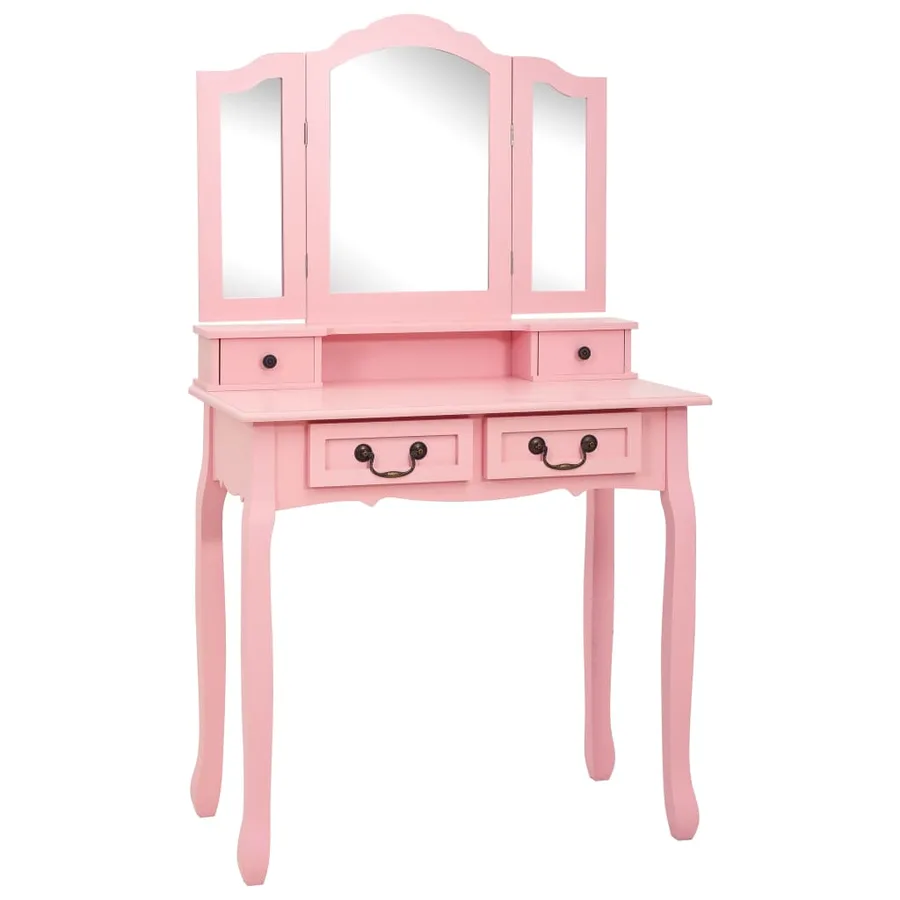 Ensemble de coiffeuse avec tabouret Rose 80x69x141 cm Paulownia - 2