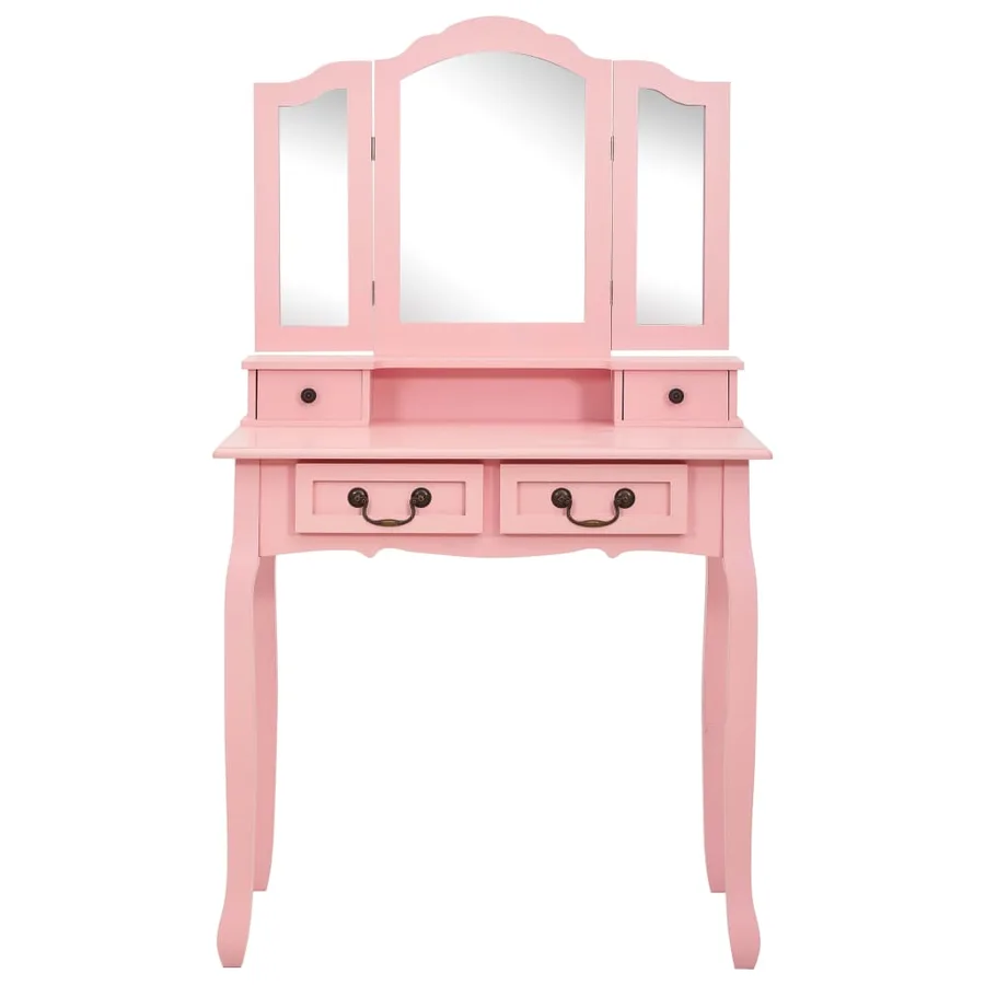 Ensemble de coiffeuse avec tabouret Rose 80x69x141 cm Paulownia - 3