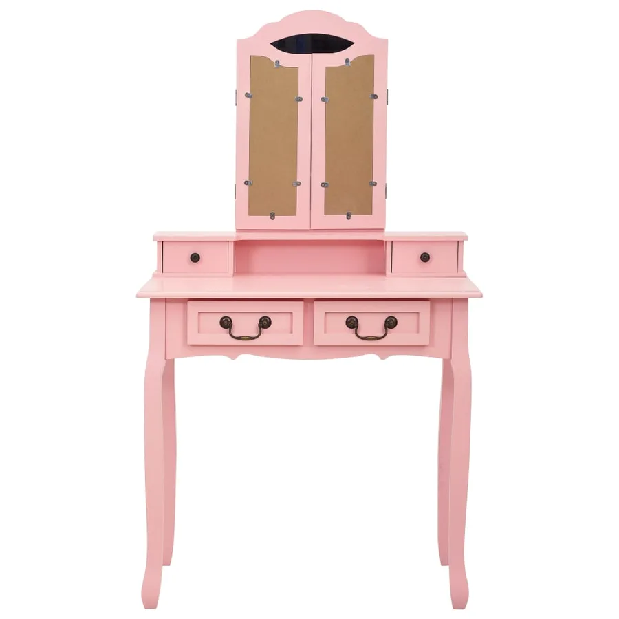 Ensemble de coiffeuse avec tabouret Rose 80x69x141 cm Paulownia - 4