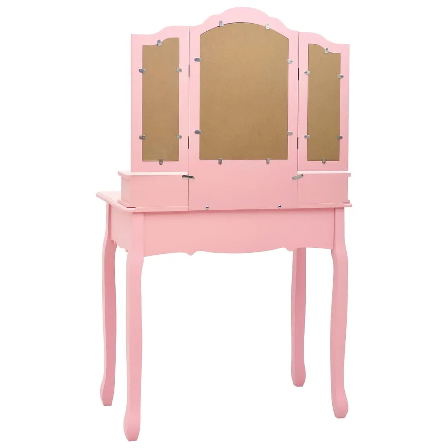 Ensemble de coiffeuse avec tabouret Rose 80x69x141 cm Paulownia - 6