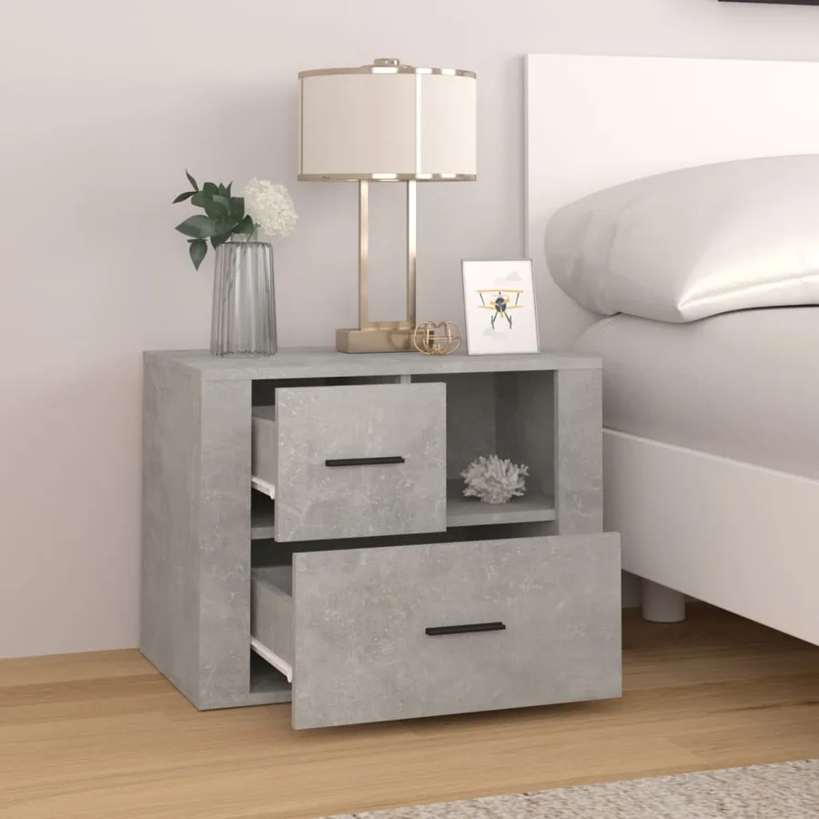 Table de chevet Gris béton 60x36x45 cm Bois d'ingénierie - 3