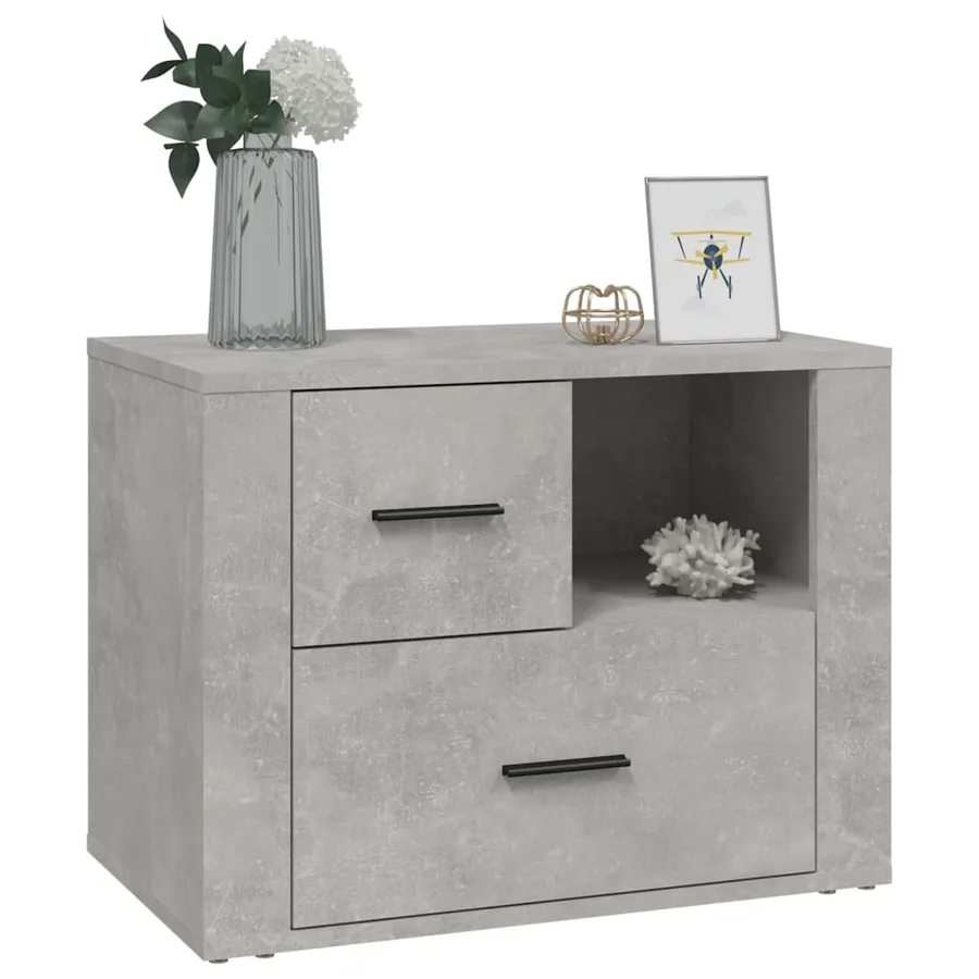 Table de chevet Gris béton 60x36x45 cm Bois d'ingénierie - 4