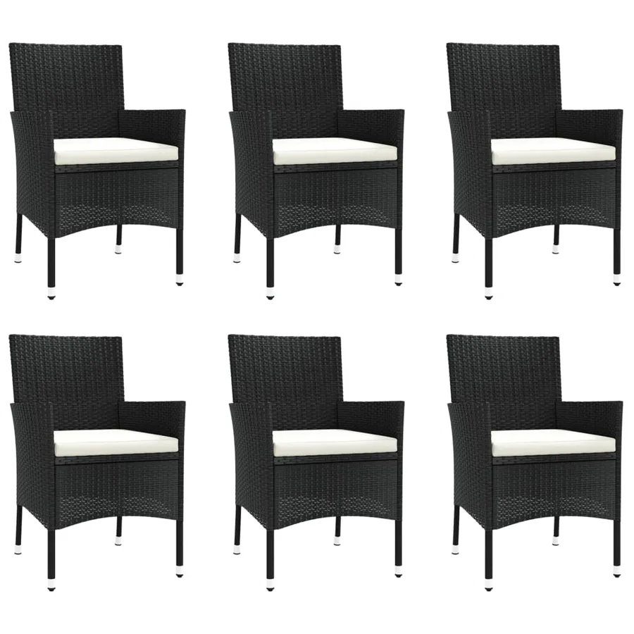 Ensemble à manger de jardin coussins 7pcs Noir Résine tressée - 4