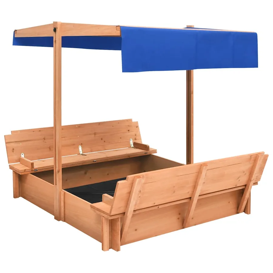 Bac à sable avec toit Bois de sapin 112x112x112 cm - 2