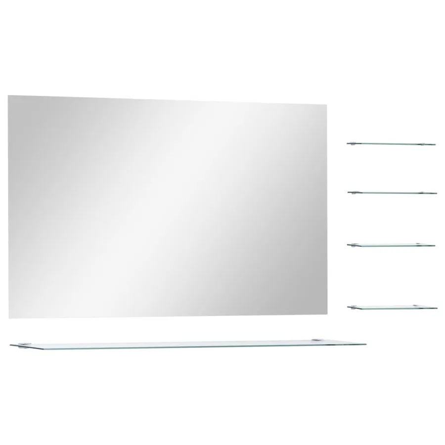 Miroir mural avec 5 étagères Argenté 100 x 60 cm - 2