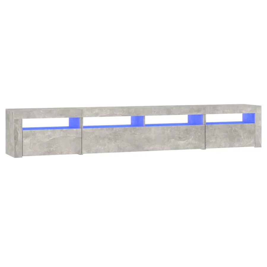 Meuble TV avec lumières LED Gris béton 240x35x40 cm - 2
