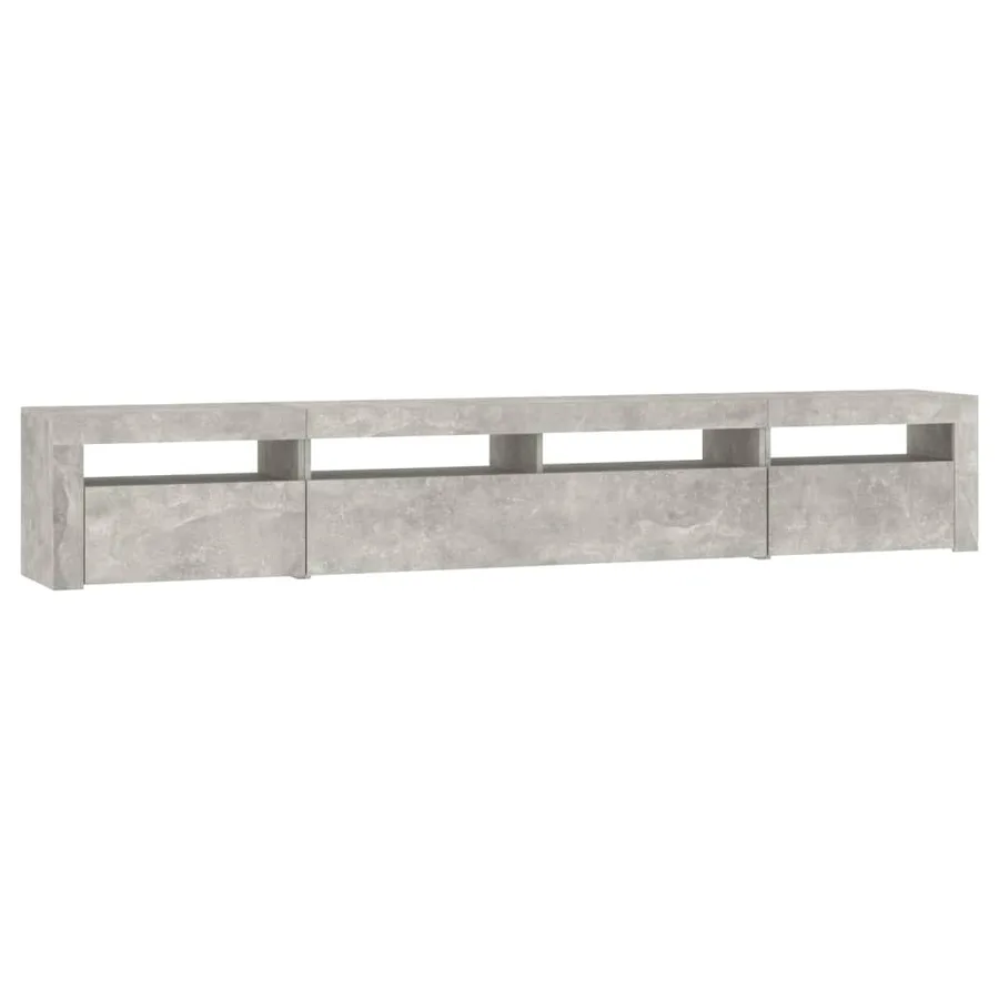 Meuble TV avec lumières LED Gris béton 240x35x40 cm - 6