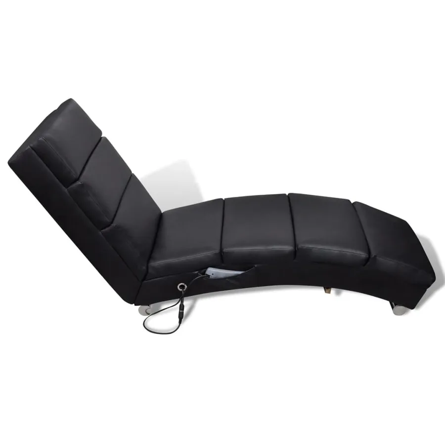 Chaise longue de massage Noir Similicuir - 2