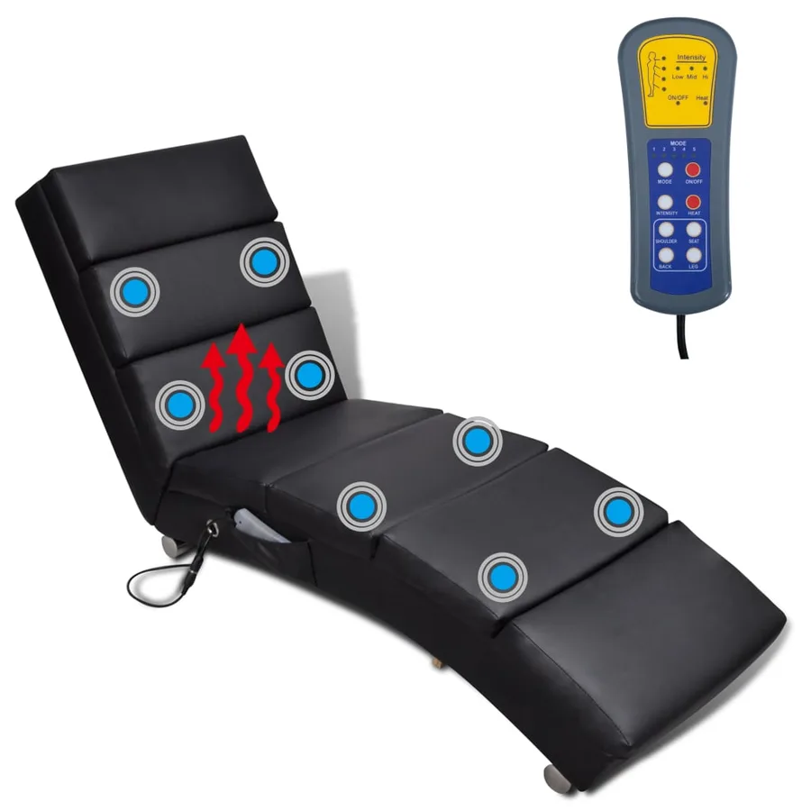 Chaise longue de massage Noir Similicuir - 3