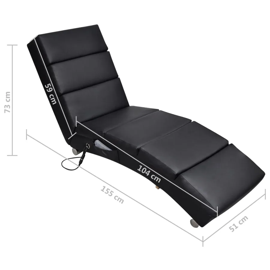 Chaise longue de massage Noir Similicuir - 5