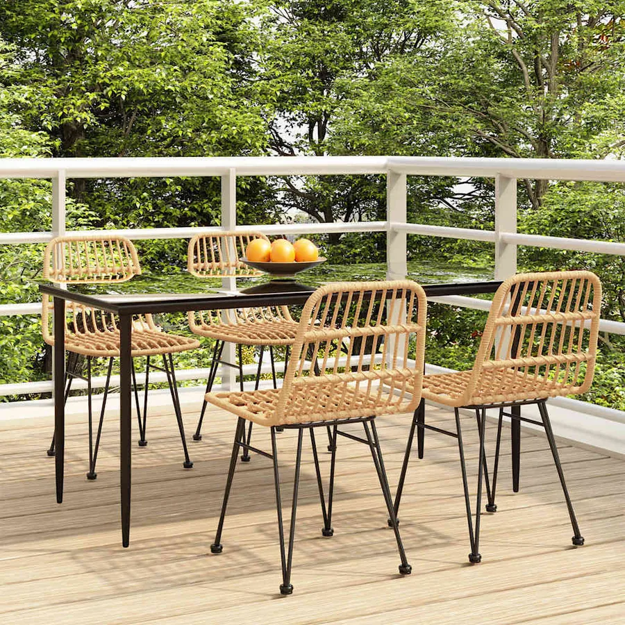 Ensemble à manger de jardin 5pcs Résine tressée