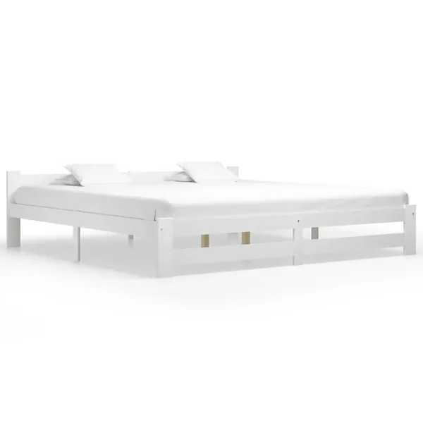 Cadre de lit sans matelas blanc bois massif de pin 200x200 cm