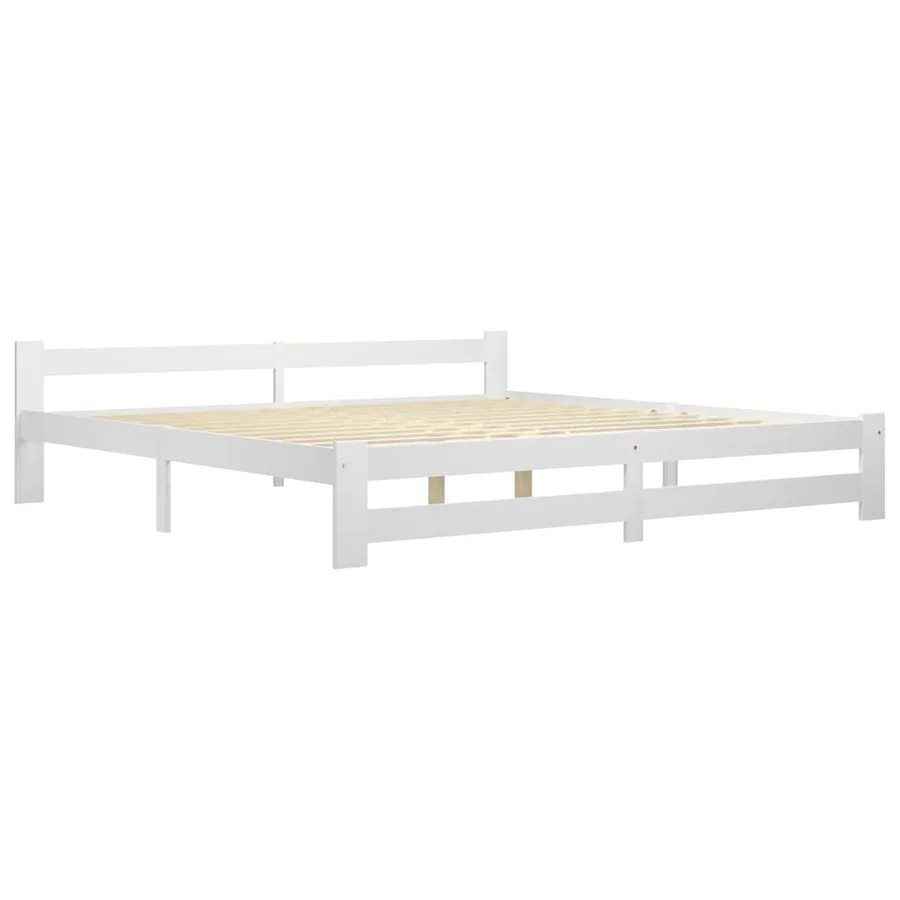 Cadre de lit sans matelas blanc bois massif de pin 200x200 cm - 2