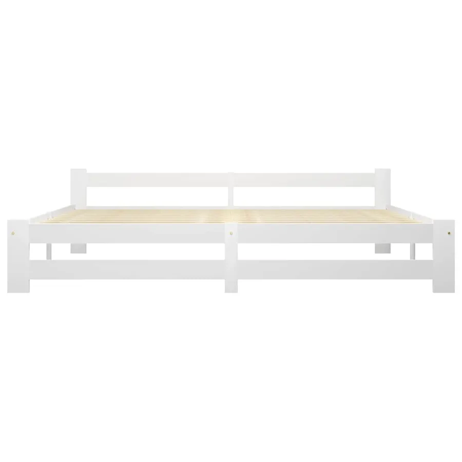 Cadre de lit sans matelas blanc bois massif de pin 200x200 cm - 3
