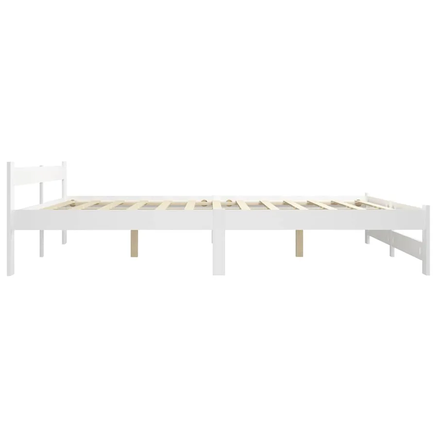 Cadre de lit sans matelas blanc bois massif de pin 200x200 cm - 4