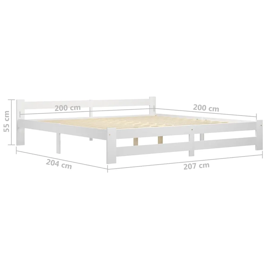 Cadre de lit sans matelas blanc bois massif de pin 200x200 cm - 6