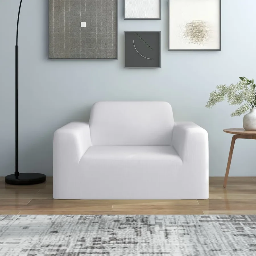 Housse extensible de canapé Blanc Jersey de polyester