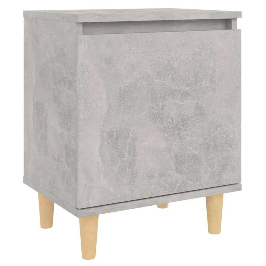Tables de chevet avec pieds en bois 2 pcs Gris béton 40x30x50cm - 4