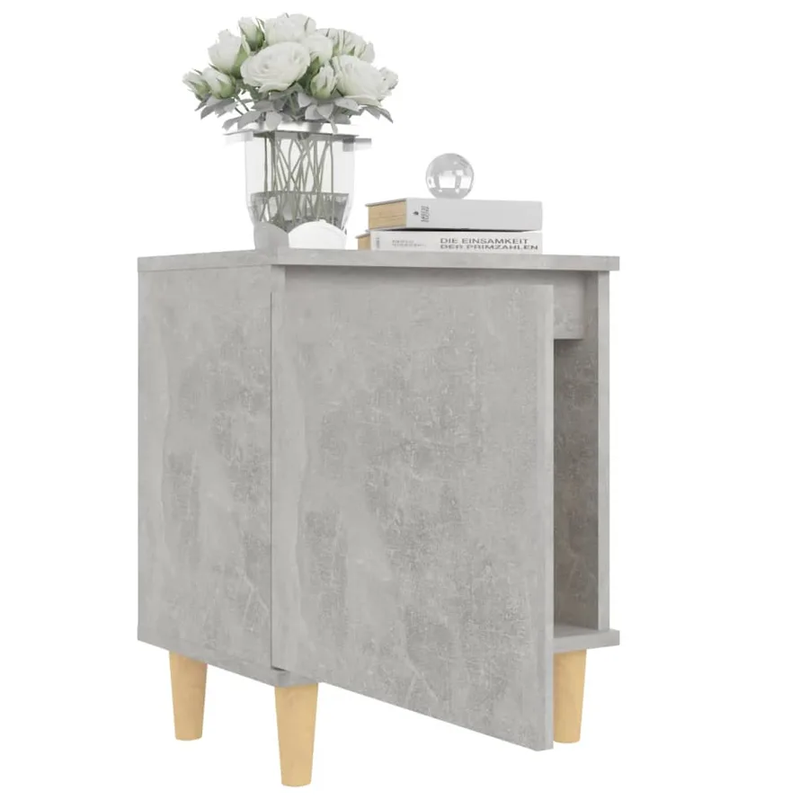 Tables de chevet avec pieds en bois 2 pcs Gris béton 40x30x50cm - 7