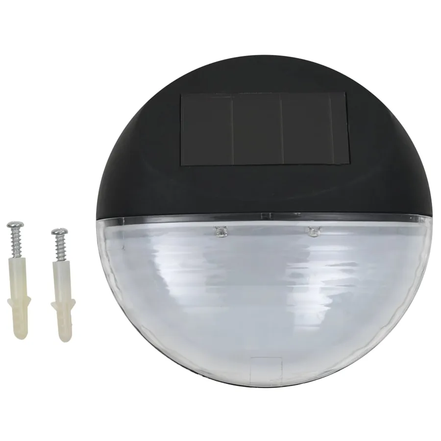 Lampe solaire murale à LED d'extérieur 12 pcs Rond Noir - 2