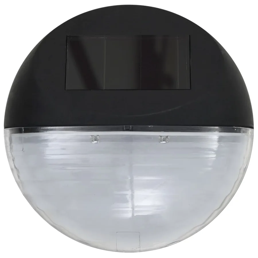 Lampe solaire murale à LED d'extérieur 12 pcs Rond Noir - 5
