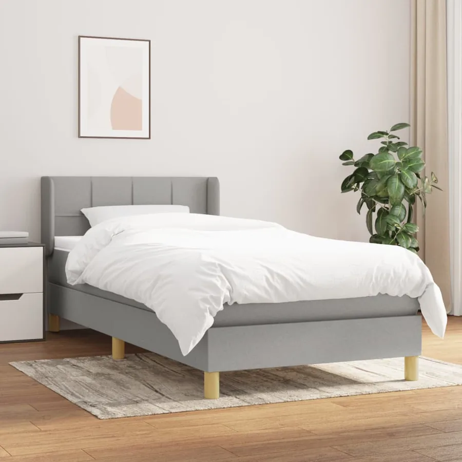 Sommier à lattes de lit avec matelas Gris clair 80x200 cm Tissu