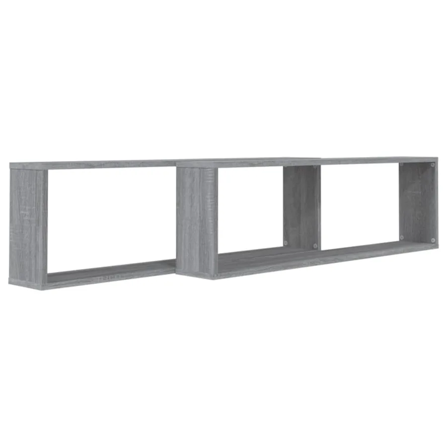 Étagères murales cube 2 pcs Sonoma gris 100x15x30 cm Bois - 3