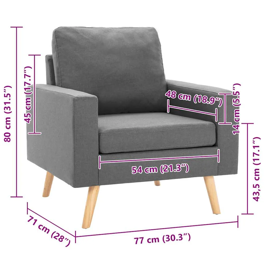 Fauteuil gris foncé tissu - 7