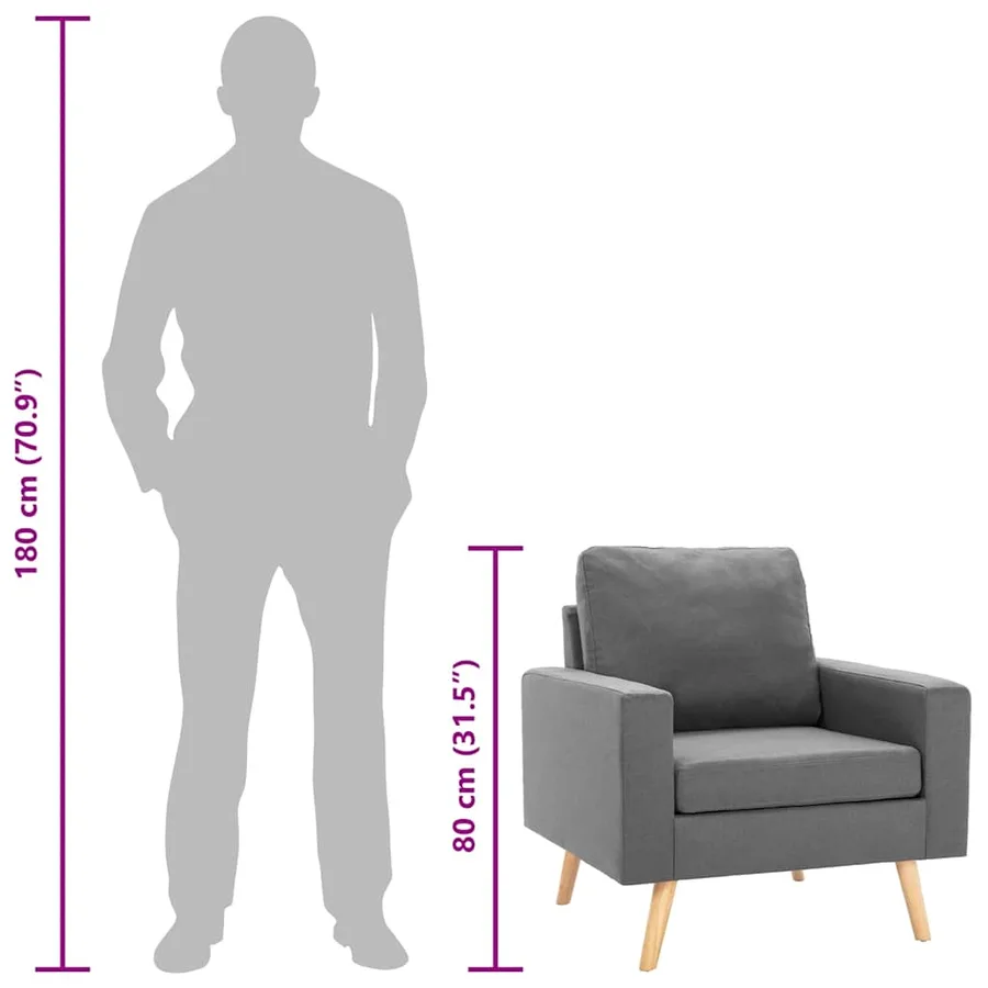 Fauteuil gris foncé tissu - 8