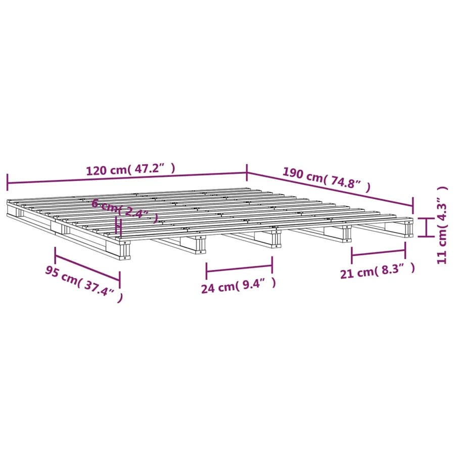 Lit de palette sans matelas blanc bois massif - 8