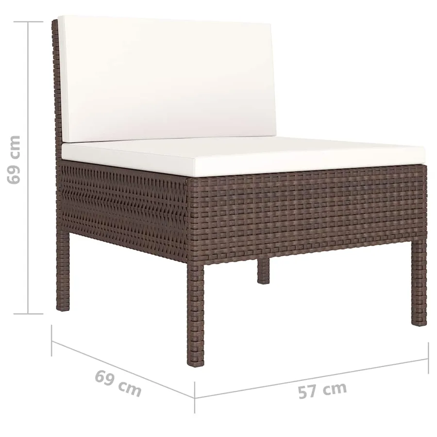 Salon de jardin 10 pcs avec coussins Résine tressée Marron - 6