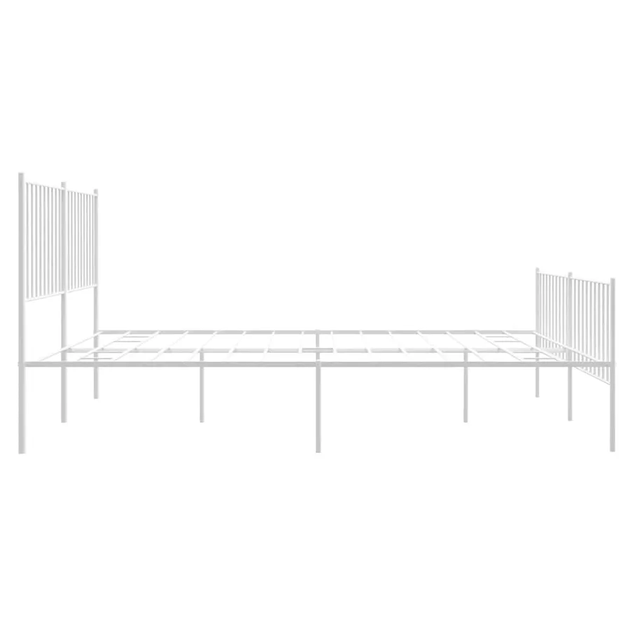 Cadre de lit métal sans matelas et pied de lit blanc 160x200 cm - 6