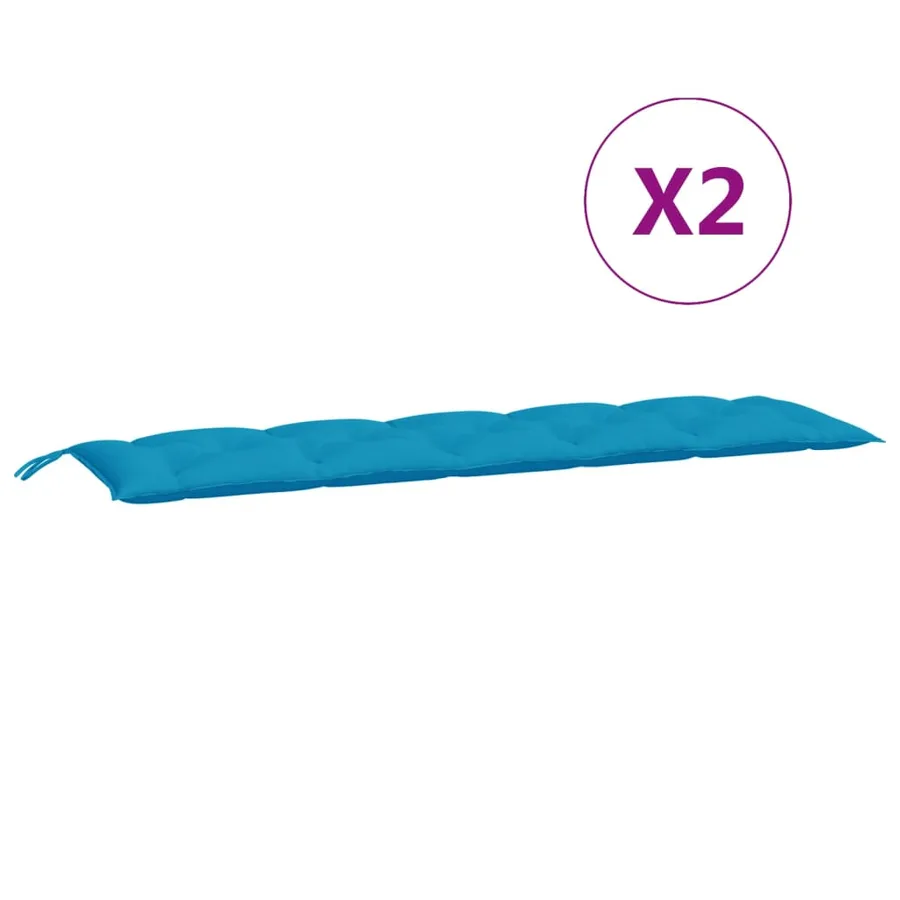 Coussins de banc de jardin lot de 2 bleu clair tissu Oxford - 5