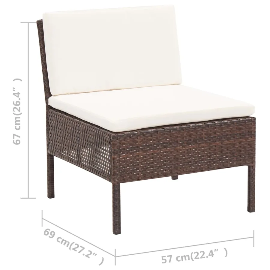 Salon de jardin 6 pcs avec coussins Résine tressée Marron - 19
