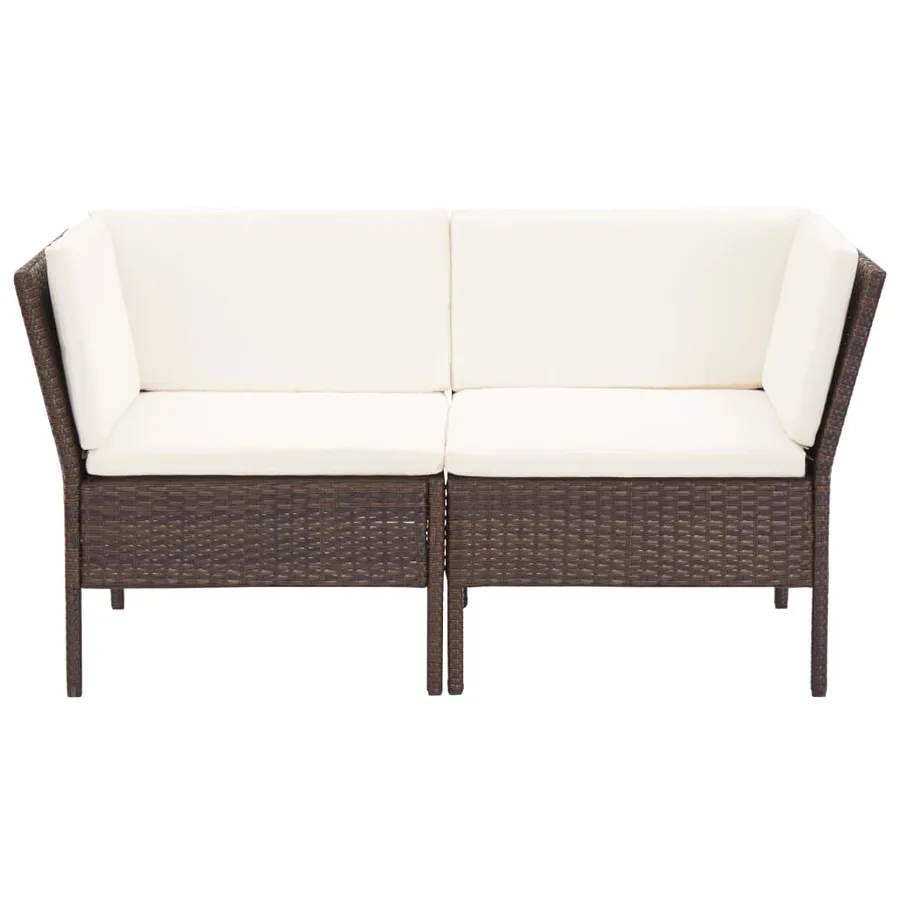 Salon de jardin 6 pcs avec coussins Résine tressée Marron - 4