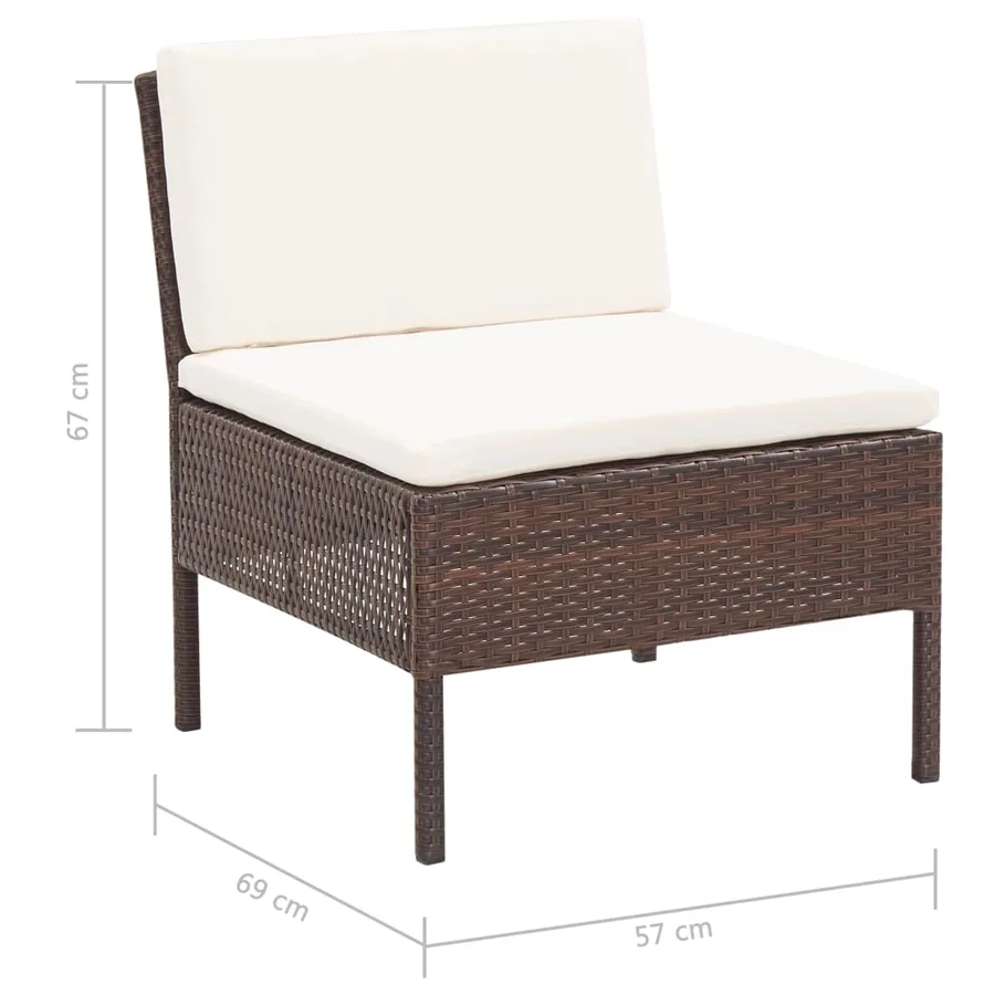Salon de jardin 8 pcs avec coussins résine tressée marron - 18