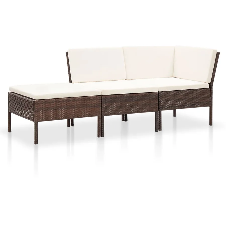 Salon de jardin 8 pcs avec coussins résine tressée marron - 3