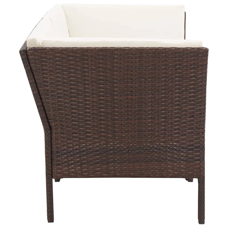 Salon de jardin 8 pcs avec coussins résine tressée marron - 7