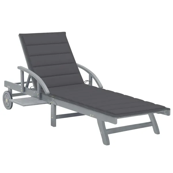 Chaise longue de jardin avec coussin Bois d'acacia solide