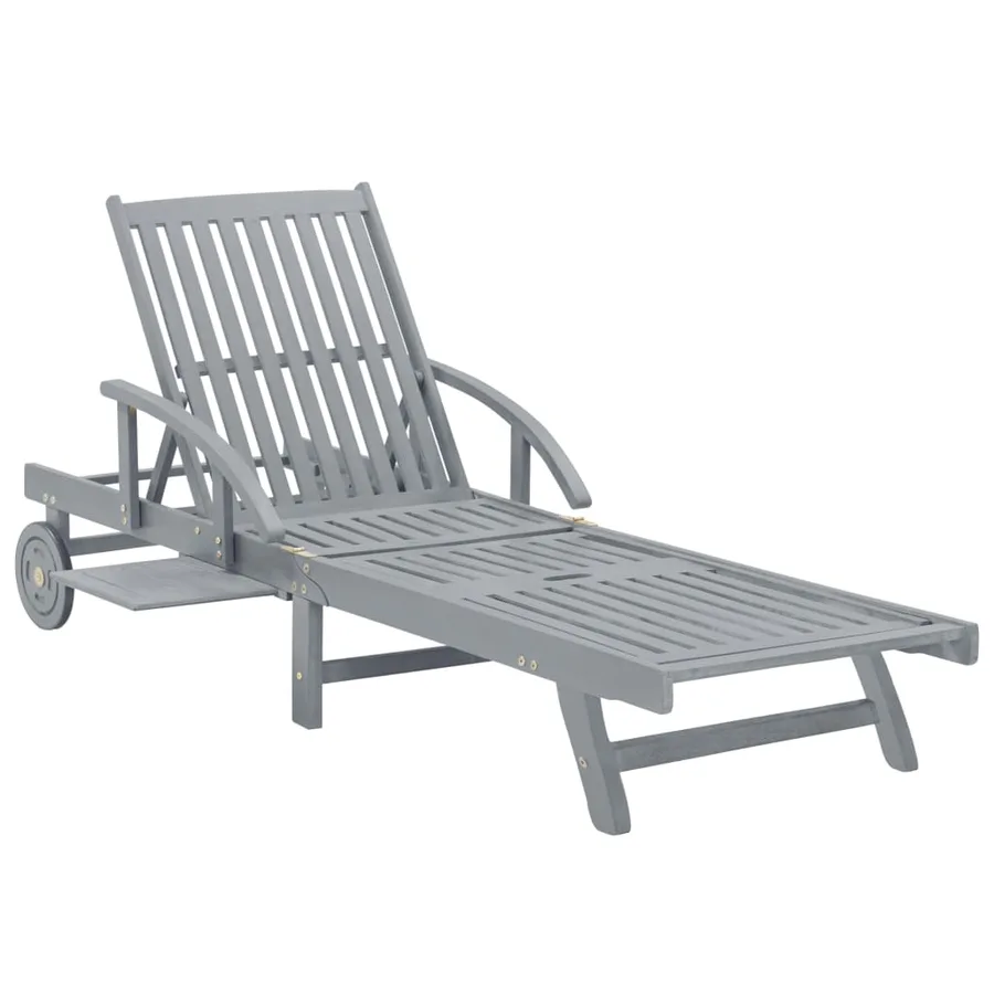 Chaise longue de jardin avec coussin Bois d'acacia solide - 5
