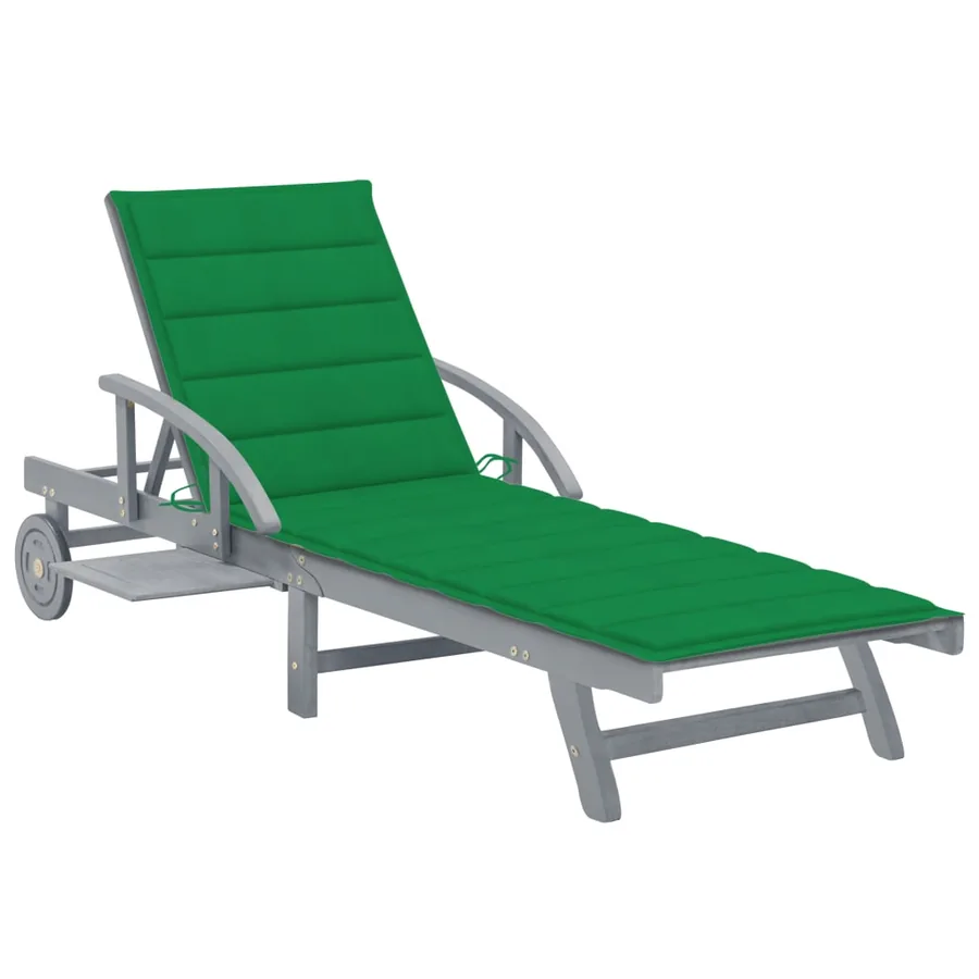 Chaise longue de jardin avec coussin Bois d'acacia solide